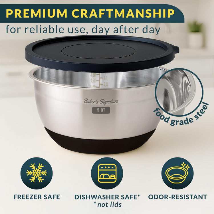 Stainless Steel Mixing Bowls with Lids Set of 5 (5 Count)