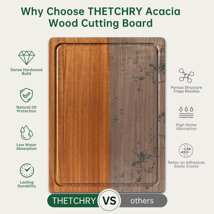 Acacia Wood Cutting Boards for Kitchen (3 Count)