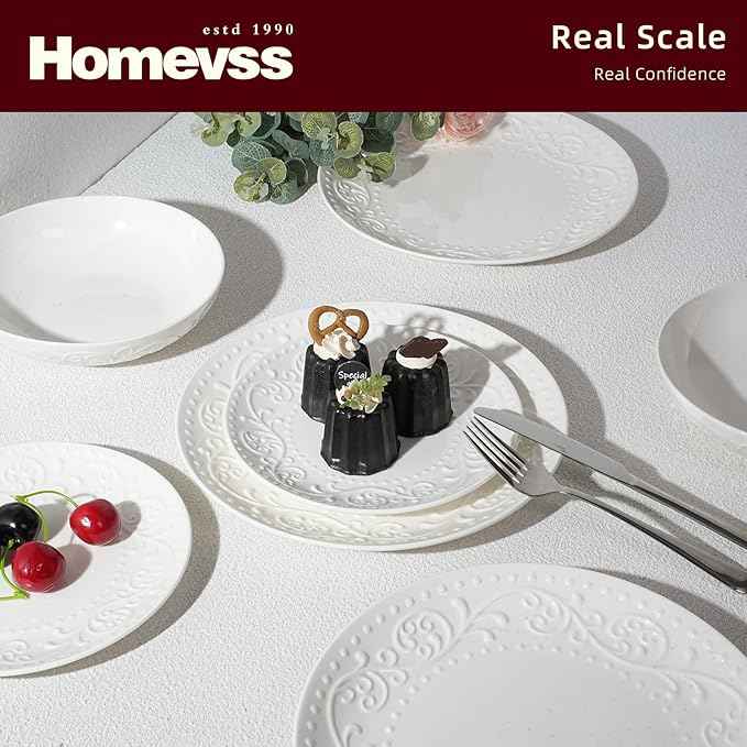 HomeVss, New Bone China Embossed Italy Countryside 18pc Dinnerware Set