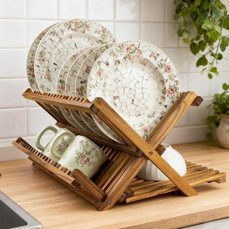 Large Teak Dish Drying Rack
