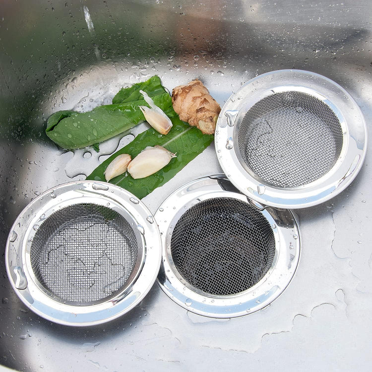 2PCS Kitchen Sink Strainer-Stainless Steel Mesh Drain Strainer,Large Wide Rim 4.5" Diameter