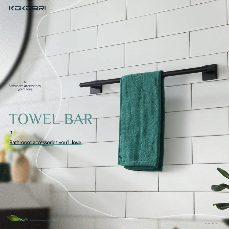Towel Rail Bathroom Towel Bars Matte Black 20 Inch Towel Holder for Bath Cabinet Kitchen Wall Mount Stainless Steel B4005BK