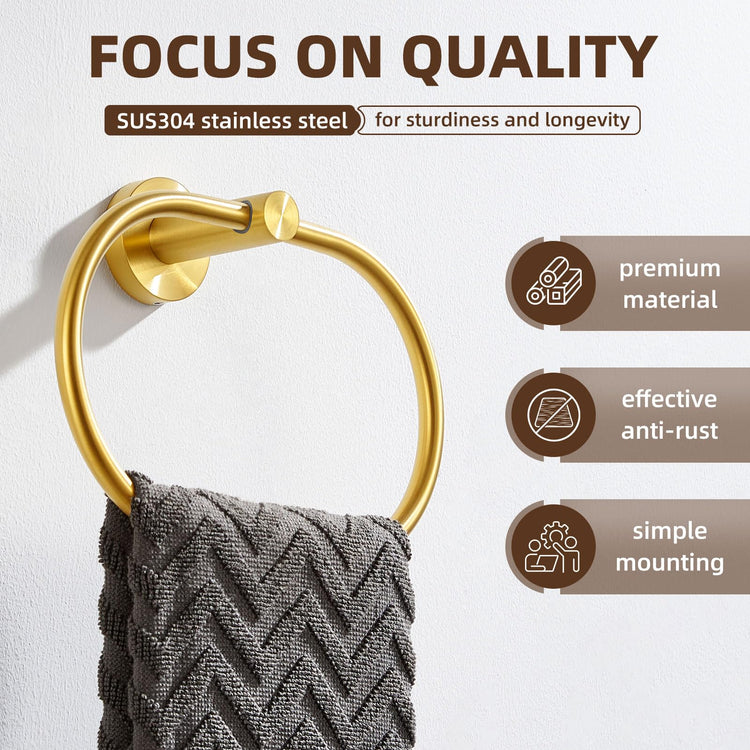 Brushed Gold Towel Ring