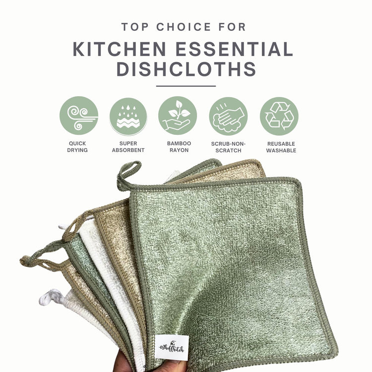 Dishcloths Kitchen Dishrag Cleaning Scrub Reusable 6pk 6x7in