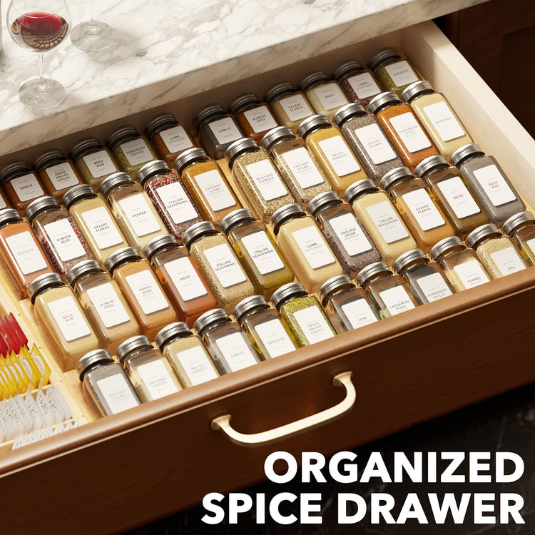 Bamboo Spice Drawer Organizer (48 Count)