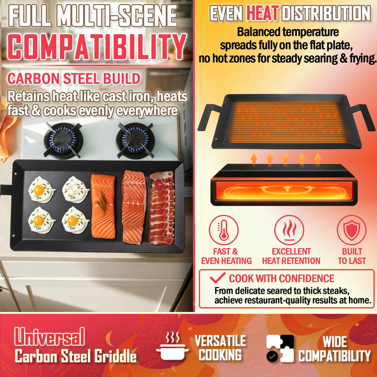 Universal Carbon Steel Griddle for Gas Grill