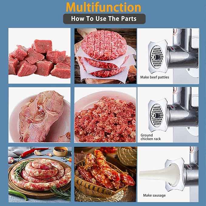 Commercial Electric Meat Grinder 1500w - Heavy Duty 350KG/h High Capacity with Copper Motor, ETL Certified. Includes Accessories for Sausage Making, Home Kitchen & Professional Use.