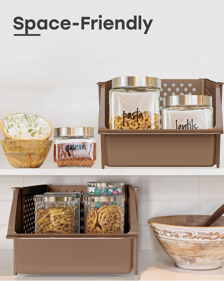 TidyFriend Plastic Stackable Storage Bins for Pantry (4 Count)