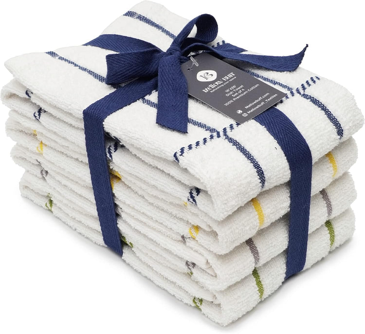 100% Cotton Terry Dish Towels, 4 Pack Checks, 16 x26 Inches, Super Soft and Absorbent Kitchen Towels, Perfect for Kitchen Cleaning and Dish Washing | Assorted - Nestoria