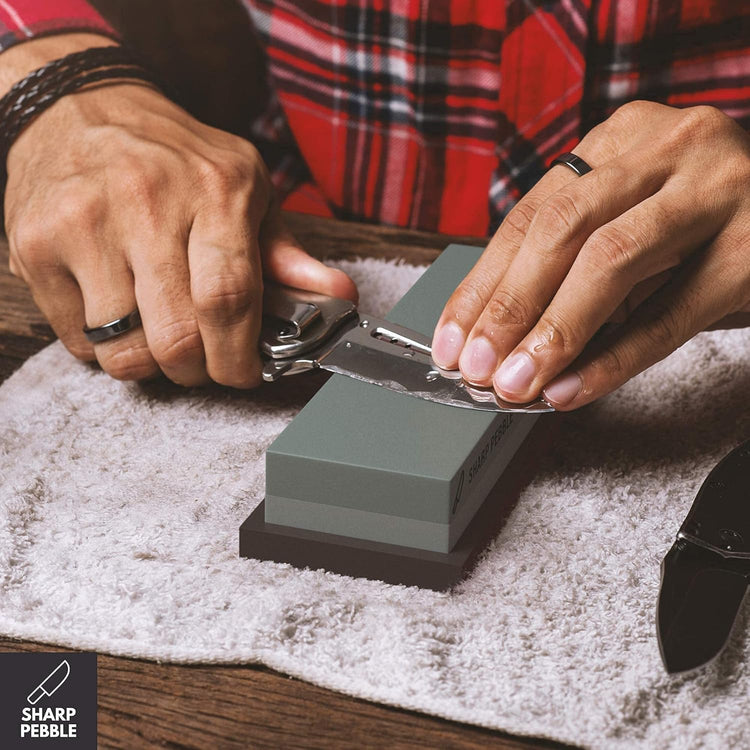 Sharp Pebble Knife Sharpening Stones Kit with 400/1000 and 3000/8000 Grit with Flattening Stone