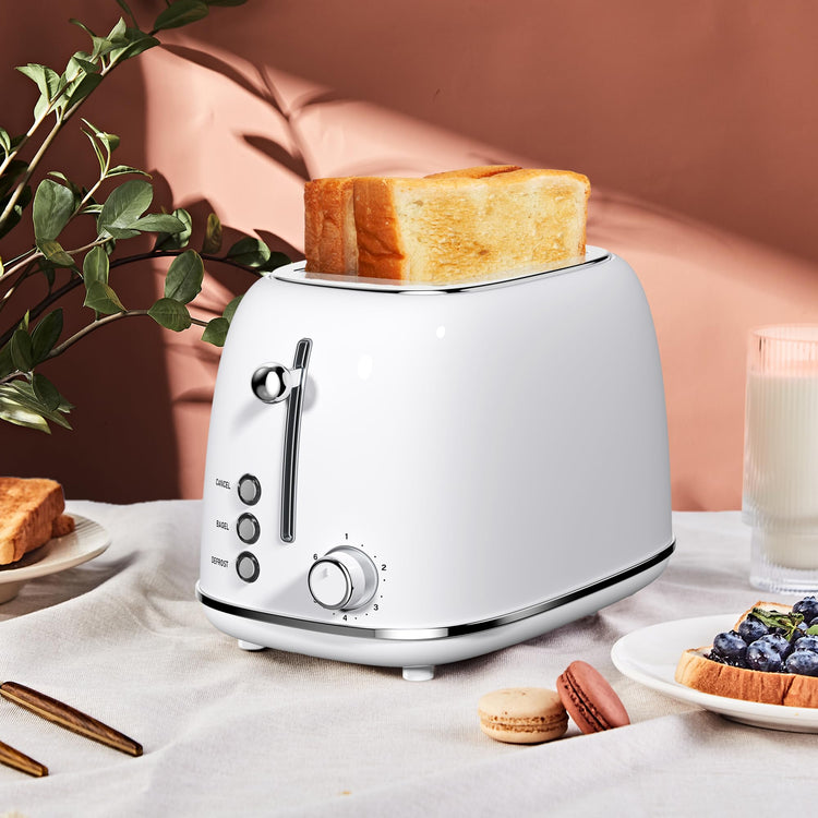 2 Slice Toaster Retro Stainless Steel with Bagel