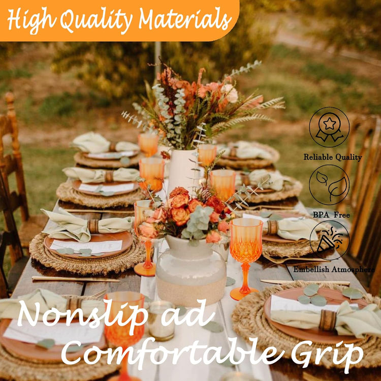 Plastic Wine Glasses,Plastic Goblets Vintage Style Cordial Drinking Glasses for Wedding Reception, Grand Event Party Supplies (12, Pumpkin orange)