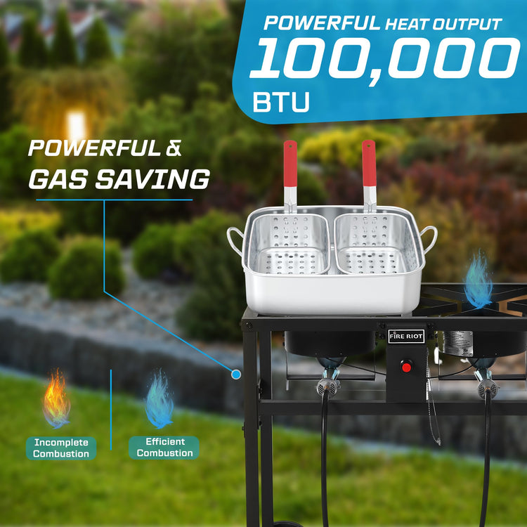 Deep Fryer with Double Burner Propane Stove Outdoor