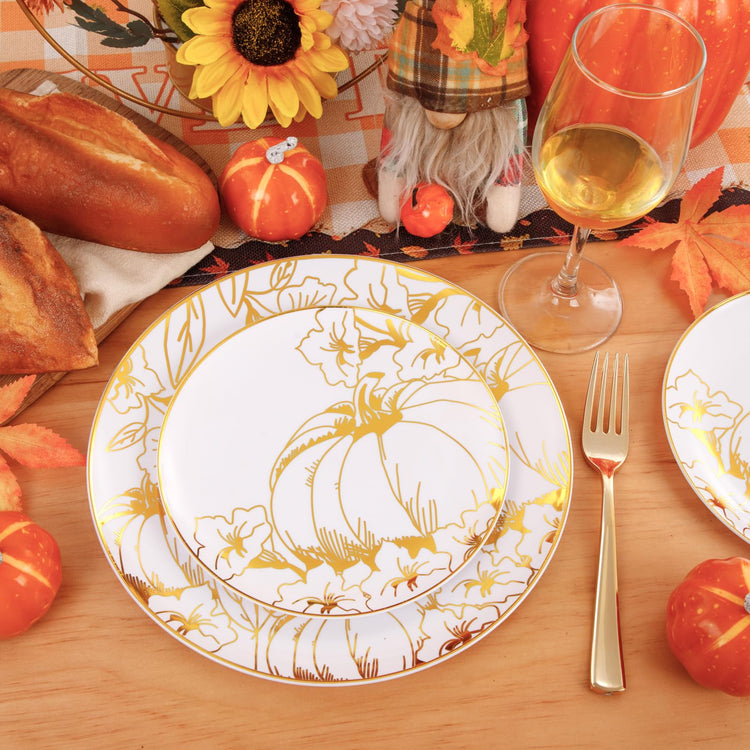60PCS Thanksgiving Plates & Gold Pumpkin Plates (60 Count)