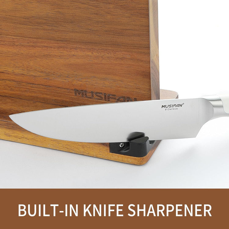 Magnetic Knife Block - Magnetic Knife Holder - Magnetic Knife Stand- Cutlery Display Stand and Storage Rack(sharpener)