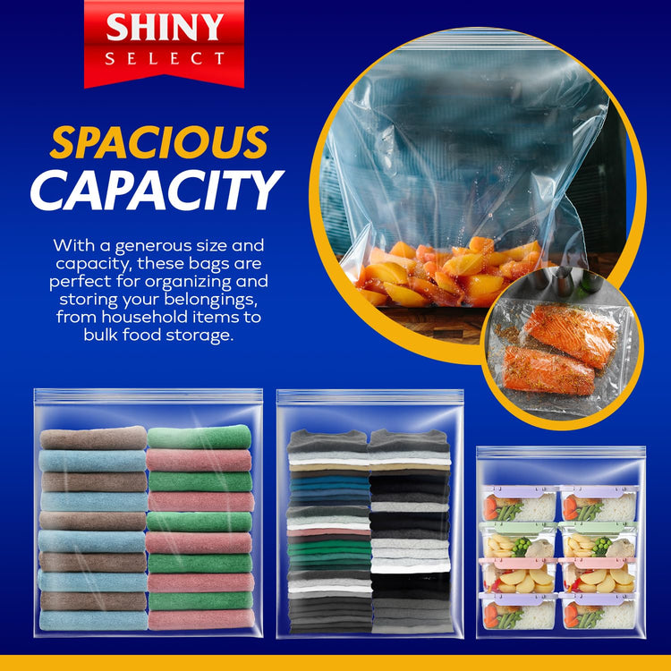Extra Large Plastic Storage Bags With Zipper Top 3 Gallon 16" x 18" Jumbo Size Bag Heavy Duty 3 Mil Thick Clear X