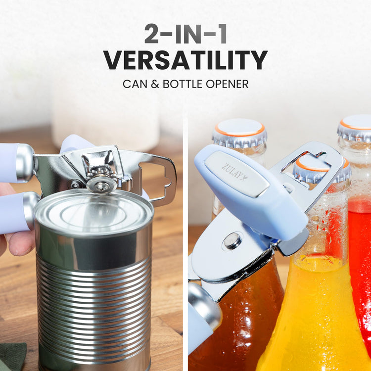 Heavy Duty Stainless Steel Can Opener Manual with Bottle Opener