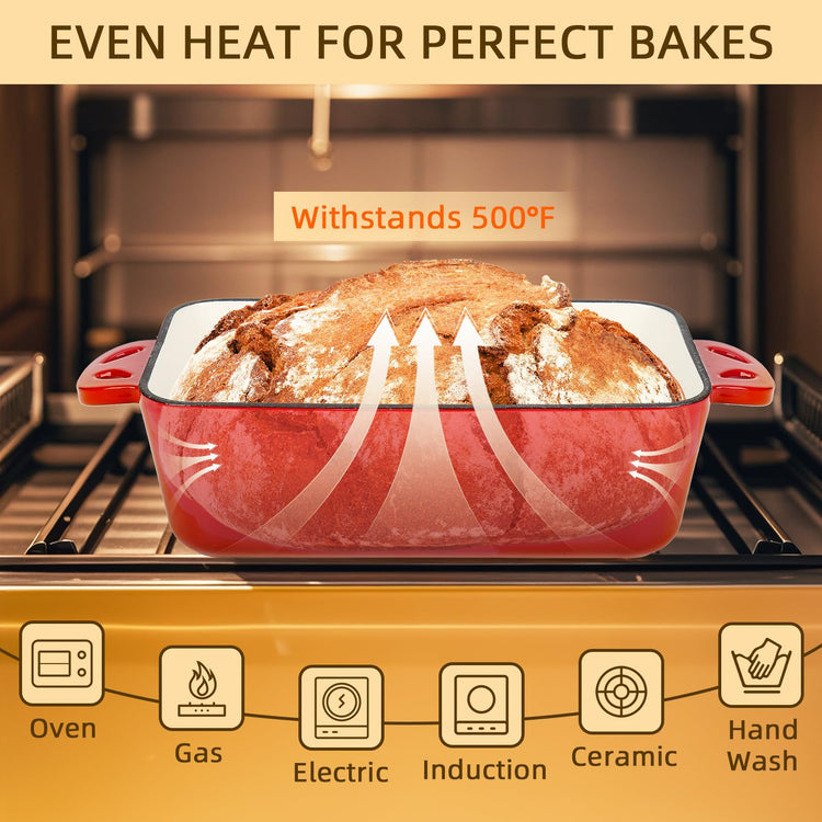 9x5 Enameled Cast Iron Loaf Pan with Lid