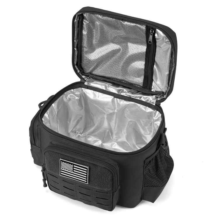 Tactical Lunch Bag for Mens Military Heavy Duty Lunch Box Work Leakproof Insulated Durable Thermal Cooler Bag for Adult Meal for Office Camping Picnic Pail MOLLE Webbing Black