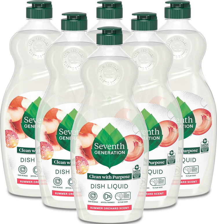 Dish Soap Liquid Summer Orchard Scent Pack of 6 Dishwashing Soap Dish Detergent Liquid Soap 19 oz (114 Fl Oz)