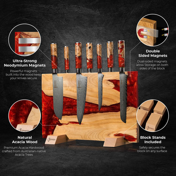 SENKEN "Red Tsunami" Extra Large Magnetic Knife Block