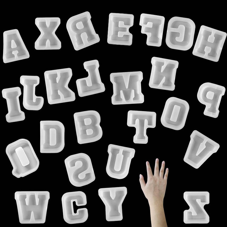 5 Inch Alphabet Mold - 26 Pcs Resin & Candle Making Molds - Silicone 3D Mold for Resin Casting