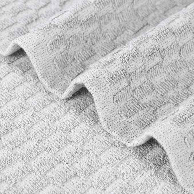 Superior Juno Viscose Cotton Blend Medium Weight Towels, for Bathroom, Shower, Spa, Plush, Quick Dry, Ultra-Soft Towels, Bath Essentials, Border Detail, 8 Piece Assorted Towel Set, Platinum