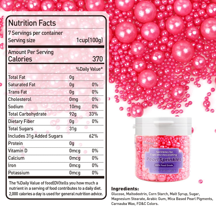 Edible Deep Pink Pearl Sprinkles (4.5 Ounce)
