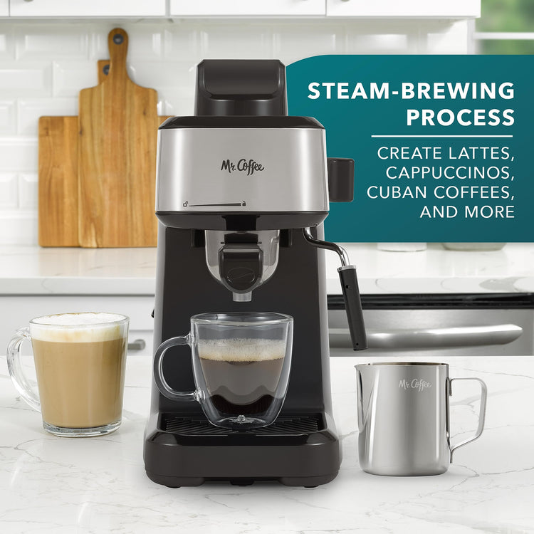 4 Shot Steam Espresso Cappuccino and Latte Maker with Stainless Steel Frothing Pitcher