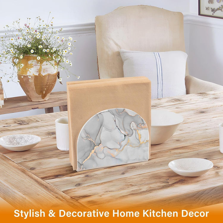 Luxury Grey Marble Napkin Holder for Table Paper Napkins Holder Acrylic Tissue Dispenser Kitchen Dining Room Bathroom Party Car Decor