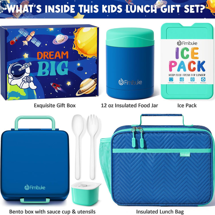 Kids Bento Snack Lunch Box with Thermo Insulated Toddler Lunch Bag