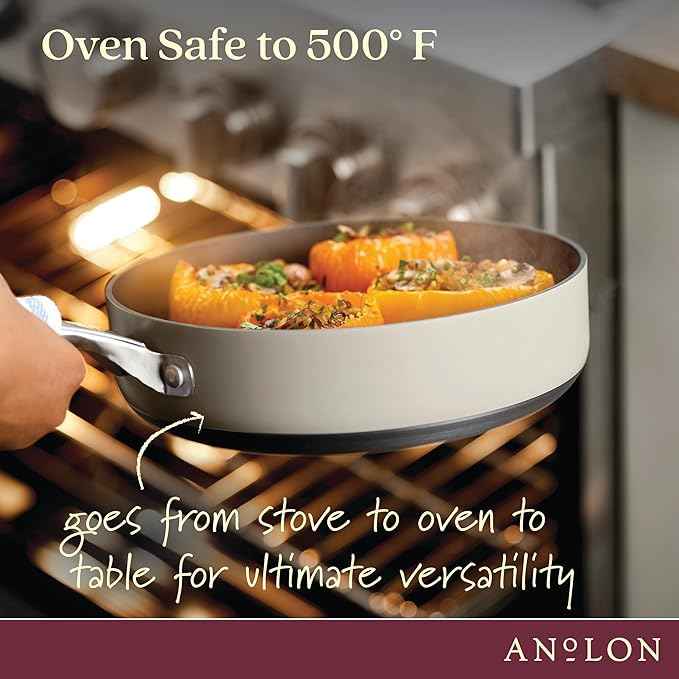 Anolon Achieve Hard Anodized Nonstick Cookware Pots and Pans Set, 9 Piece - Silver