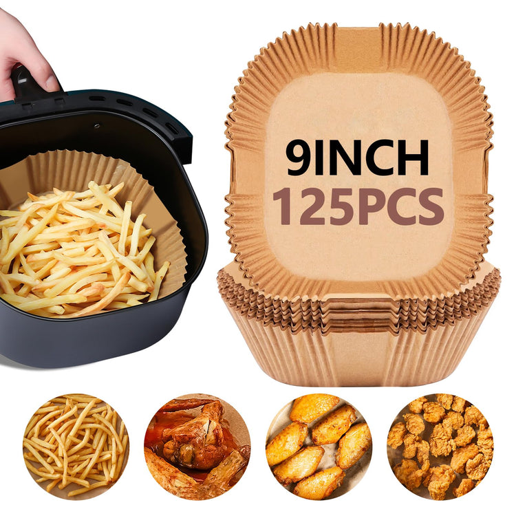 125 Pcs Unbleached Air Fryer Liners 9 Inch