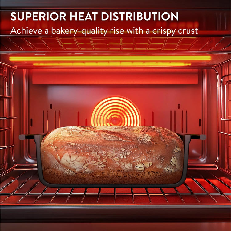 Navaris Cast Iron Bread Loaf Tin, 26cm, Black - Even Heat Distribution & Retention - Enameled Non-Stick Baking Pan - Cake and Bread Tins for Roasting, Oven Cooking & Grilling