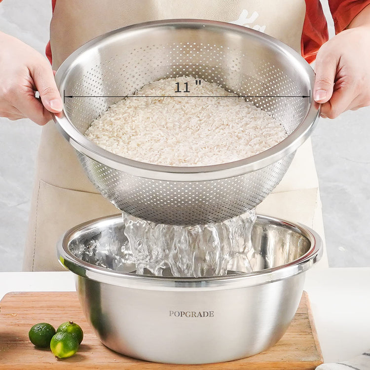 304 Stainless Steel Colander 5QT Microporous Colander & Large Bowl for Kitchen