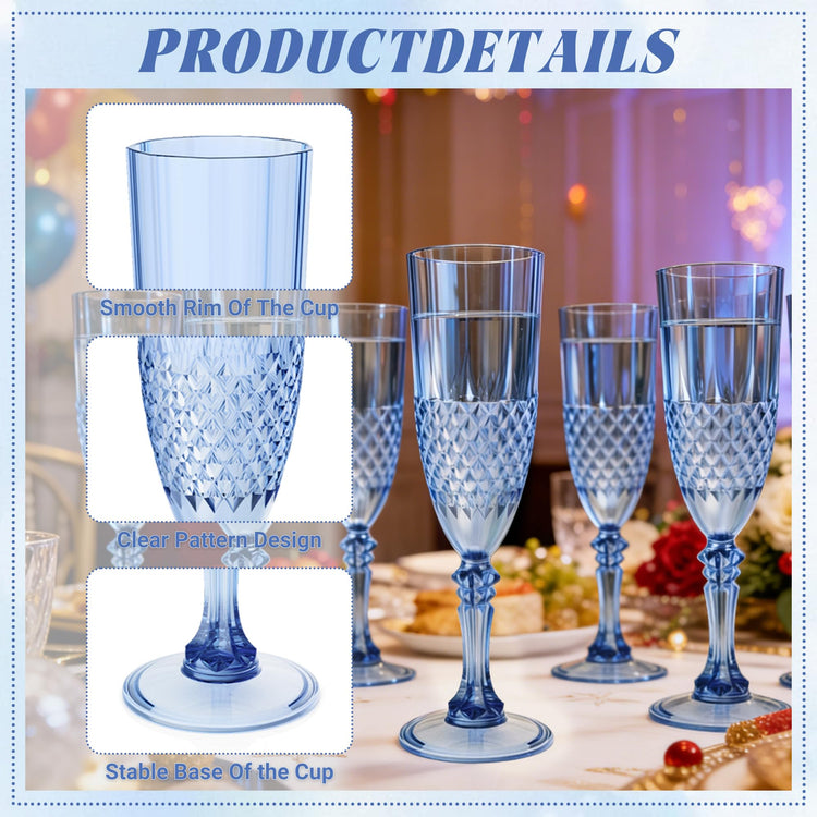24 Pack Plastic Champagne Flutes (24 Count)