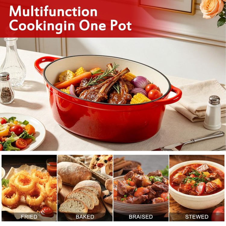 Enameled Oval Dutch Oven Pot with Lid