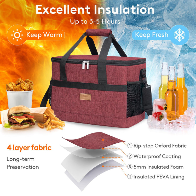 Cooler Bag 30 Cans Collapsible and Insulated Large Lunch Bag Leakproof Soft Cooler Portable for Camping
