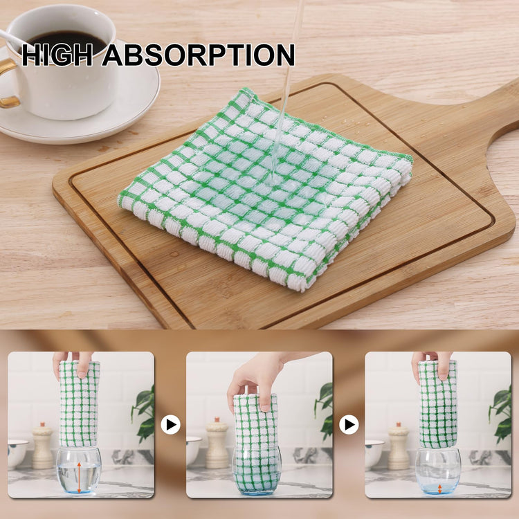 Cotton 12 Pack Kitchen Towels and Dishcloths Sets (12 Count)