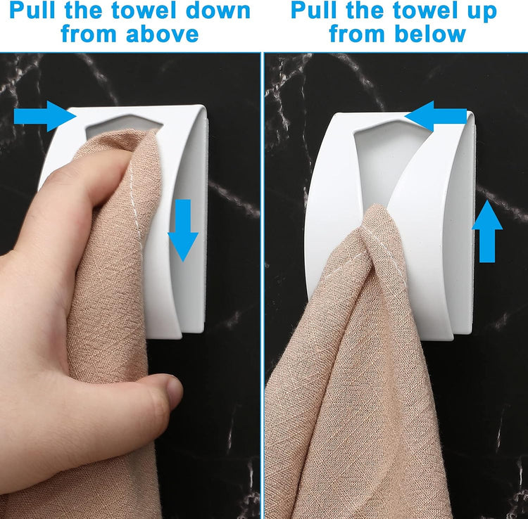 Boao 4 Pcs Self Adhesive Towel Hook Holder Grabber Stainless Steel Kitchen Dish Towel Hook Wall Mount Non Drilling Hangers Rack Hand Tea Holders for Bathroom Accesories Kitchen Gadgets(White)