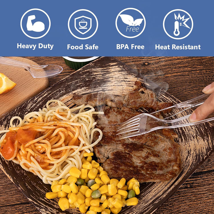 1000 Count Plastic Silverware Heavy Duty - 400 Forks, 400 Spoons, 200 Disposable Knives, BPA-Free, Disposable Plastic Cutlery Set, Plasticware Suitable for Party Everyday Use 