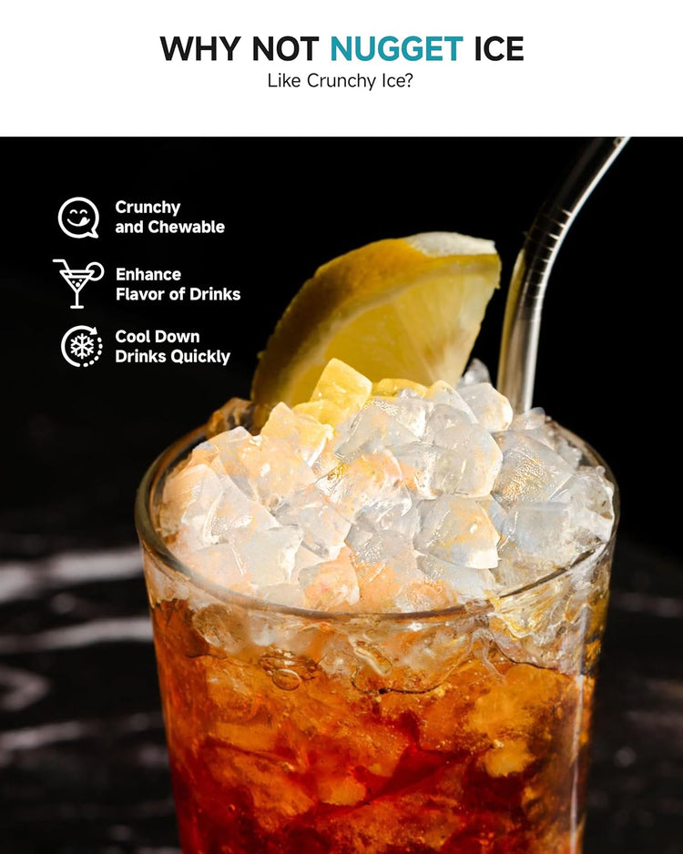 EUHOMY Commercial Under Counter Nugget Ice Maker Machine, 70Lbs/Day, Bulit-in Freestanding Ice Maker with Double Ice Baskets, Self-Cleaning & 24H Timer Ice Machine, for Commercial & Home Use(Silver)