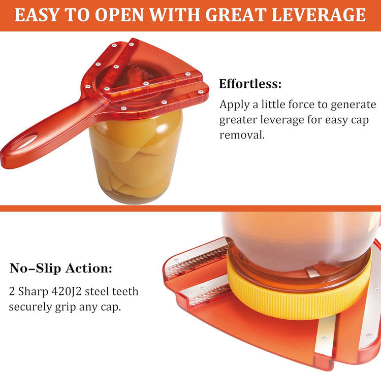 Jar Opener for Weak Hand & Seniors with Arthritis,Easy Twist Off Bottle Caps,Patent | Unique Kitchen Gadgets, Christmas Gifts for Elderly/Women/Men (Red)