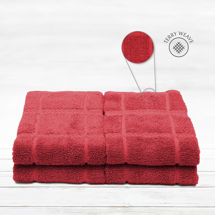 100% Cotton Terry Dish Towels, 4 Pack Plain, 16 x26 Inches, Super Soft and Absorbent Kitchen Towels, Perfect for Kitchen Cleaning and Dish Washing | RED - Nestoria