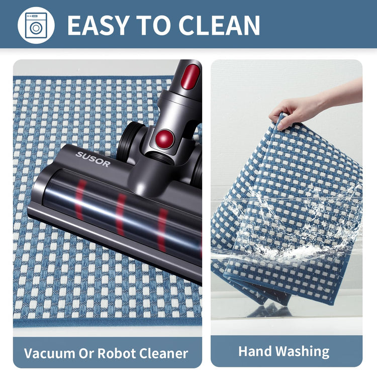 Kitchen Mat Kitchen Rugs Sets of 2 PCS Non Slip Blue 17"x30"+17"x59"