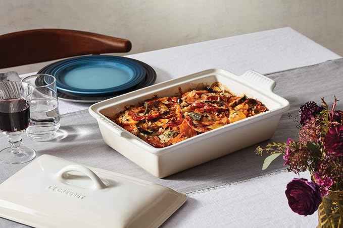 Le Creuset Stoneware Heritage Covered Rectangular Casserole, 4 qt. (12" x 9"), Cerise