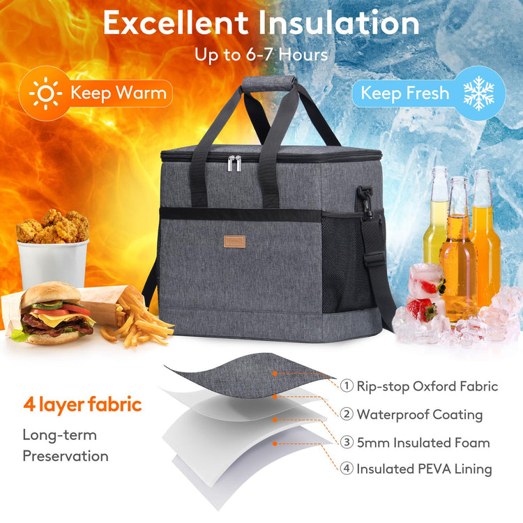 Cooler Bag 60 Cans Collapsible and Insulated Large Lunch Bag Leakproof Soft Cooler Portable for Camping