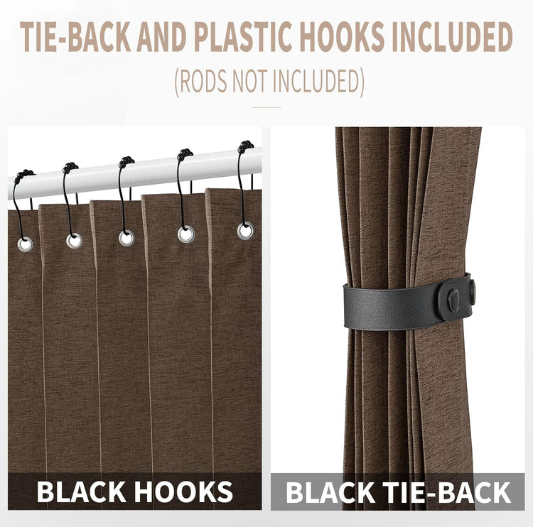 Vatge Door Curtains for Doorways - Brown Curtains for Closets Doors Privacy Room Divider for Room Separation,1 Panel with Tieback, W39 x L78, Brown