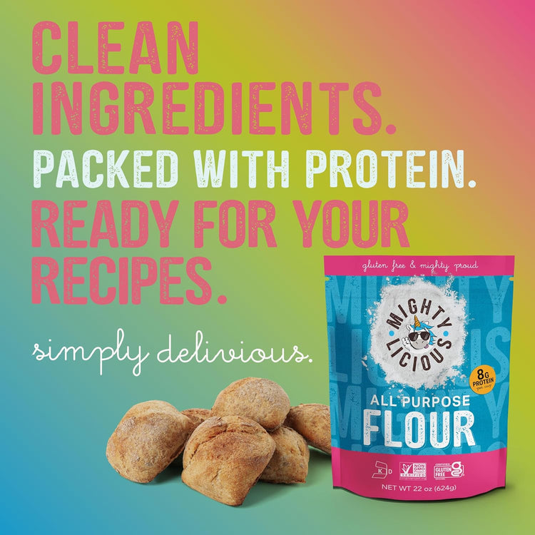 Mightylicious Gluten-Free All-Purpose Flour - Superfine Rice Flour - Non-GMO - Allergen Friendly - Ideal for Baking, Cooking, and Topping for Cakes, Bread, Muffins - 3-Pack (66oz Total, 4.3lbs) - Nestoria