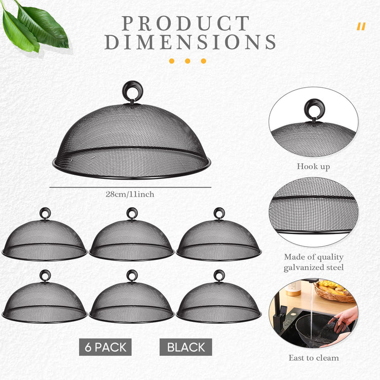 6 Pcs Metal Mesh Food Cover Outdoor Mesh Food Tents Dome Screen Plate Covers for Dinner Plates Reusable Fruit Fly Nets Picnic Umbrella for Table